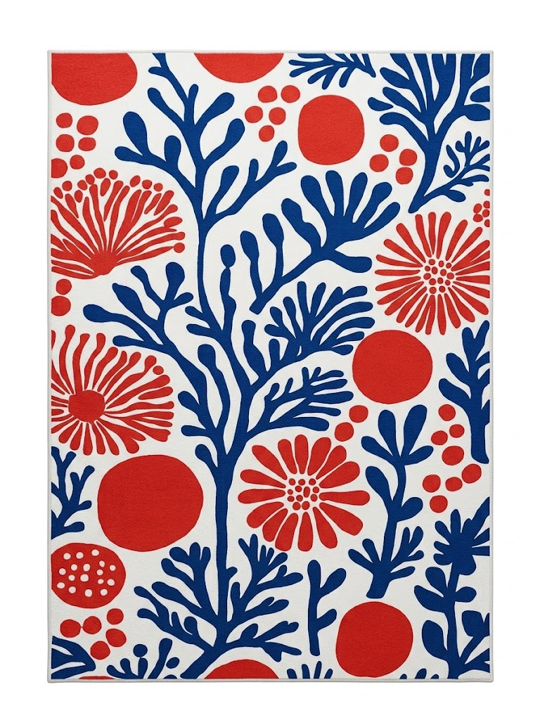 Azure Bloom Çiçek Desenli Halı