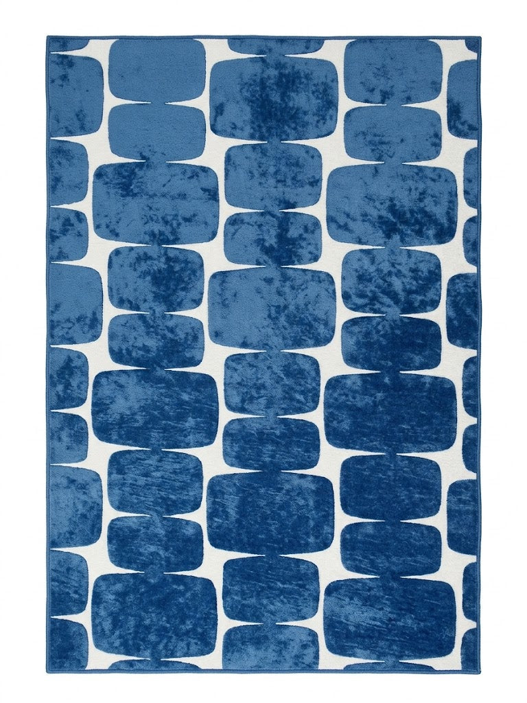 Cobalt Forma Mavi Geometrik Desenli Halı