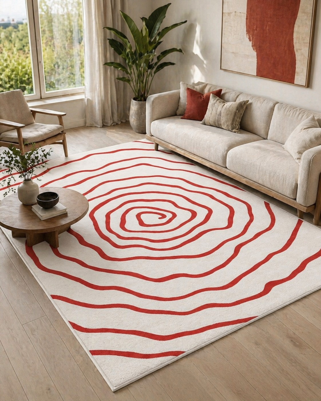Linea Echo Kırmızı Çizgi Desenli Halı
