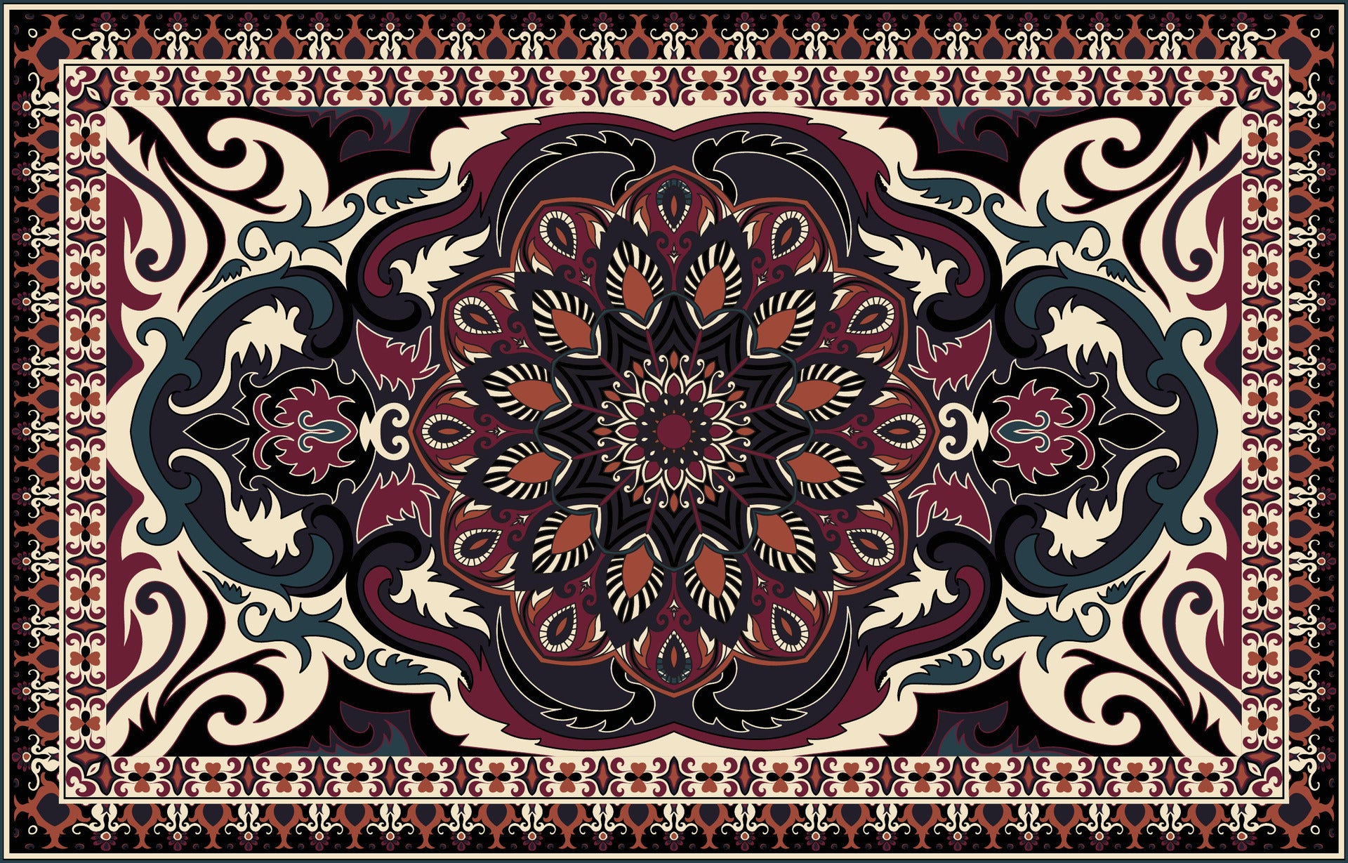 Şahmaran Geleneksel Motif Desenli Halı