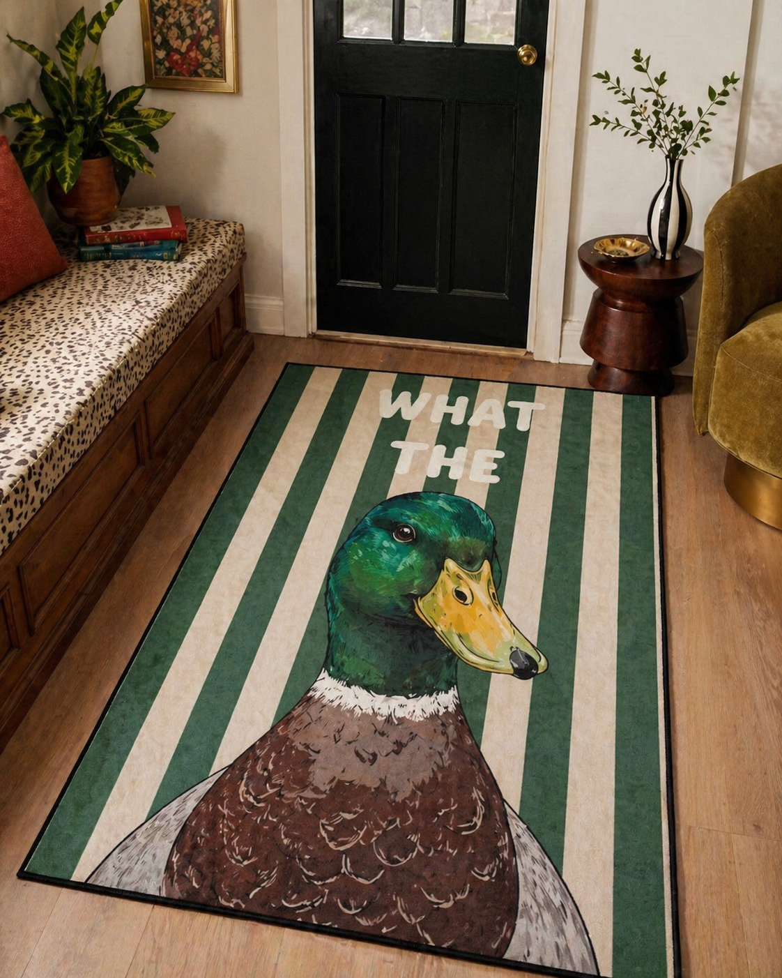 What The Duck Yazılı Desenli Halı